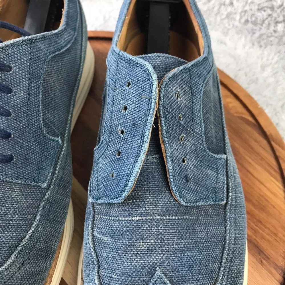 Cole‎ Haan LUNARGRAND Long Wingtip Oxford Mens 10.5M Blue Canvas Shoes
